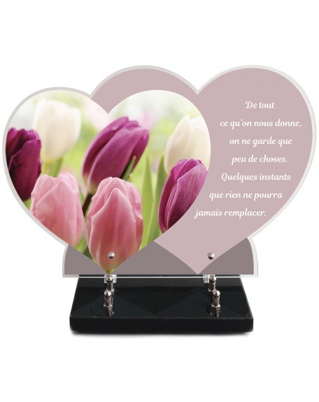 PLAQUE ALTU IMPRIMEE DOUBLE CŒUR 27X40 TULIPES