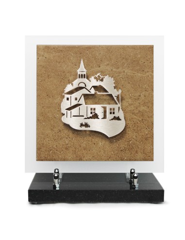 PLAQUE EN GRES CERAME + MOTIF INOX 24X24CM VILLAGE