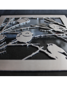 PLAQUE GRANIT NOIR 20X20CM DECOR INOX 2