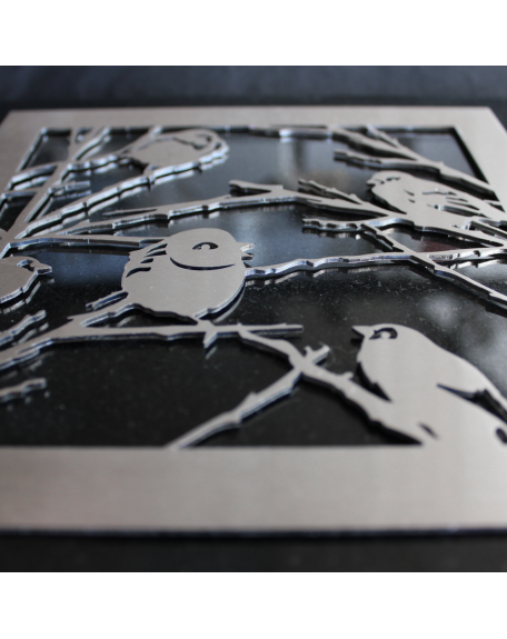 PLAQUE GRANIT NOIR 20X20CM DECOR INOX