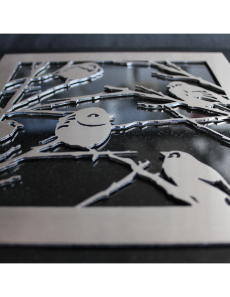 PLAQUE GRANIT NOIR 20X20CM DECOR INOX