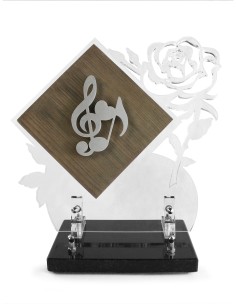 PLAQUE BOIS + MOTIF INOX...