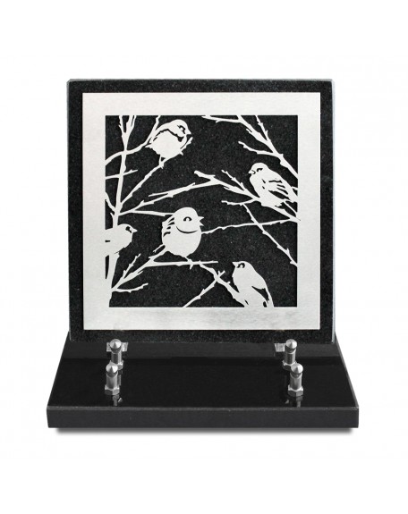 PLAQUE GRANIT NOIR 20X20CM DECOR INOX