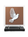 PLAQUE EN GRES CERAME + MOTIF INOX 24X24CM COLOMBE