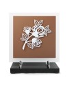 PLAQUE EN GRES CERAME + MOTIF INOX 24X24CM ROSE