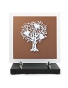 PLAQUE EN GRES CERAME + MOTIF INOX 24X24CM ARBRE