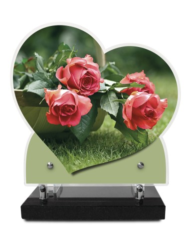 PLAQUE IMPRIMEE DOUBLE CŒUR 23X24 FLEURS