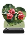 PLAQUE IMPRIMEE DOUBLE CŒUR 23X24 FLEURS