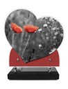 PLAQUE IMPRIMEE DOUBLE CŒUR 23X24 FLEURS