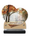 PLAQUE IMPRIMEE DOUBLE CŒUR 18X19 PAYSAGE NATURE