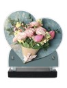 PLAQUE IMPRIMEE DOUBLE CŒUR 18X19 FLEURS
