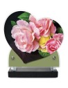 PLAQUE IMPRIMEE DOUBLE CŒUR 18X19 FLEURS