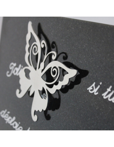 PLAQUE GRANIT NOIR 25X35CM MOTIF INOX+TEXTE ARGENTE