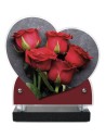 PLAQUE IMPRIMEE DOUBLE CŒUR 18X19 FLEURS