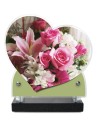 PLAQUE IMPRIMEE DOUBLE CŒUR 18X19 FLEURS