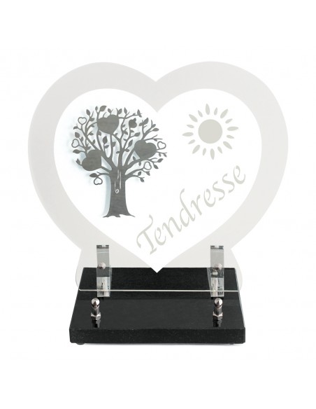 CŒUR INCOLORE ET BLANC 26X28 MOTIF INOX ARBRE