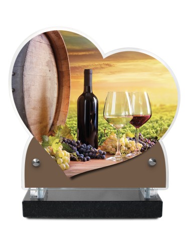 PLAQUE IMPRIMEE DOUBLE CŒUR 18X19 VIGNE
