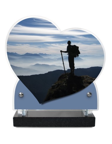 PLAQUE IMPRIMEE DOUBLE CŒUR 18X19 MONTAGNE