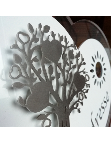 CŒUR INCOLORE ET BLANC 26X28 MOTIF INOX ARBRE
