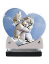 PLAQUE IMPRIMEE DOUBLE CŒUR 18X19 AMOUR/ENFANT/RELIGION
