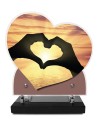 PLAQUE IMPRIMEE DOUBLE CŒUR 23X24 AMOUR/ENFANT/RELIGION