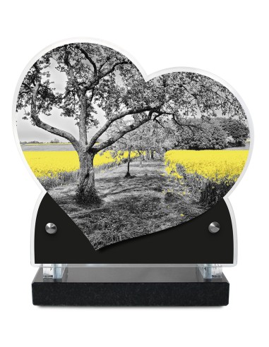 PLAQUE IMPRIMEE DOUBLE CŒUR 18X19 NOIR ET BLANC