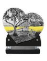 PLAQUE IMPRIMEE DOUBLE CŒUR 18X19 NOIR ET BLANC