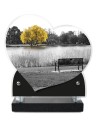 PLAQUE IMPRIMEE DOUBLE CŒUR 18X19 NOIR ET BLANC