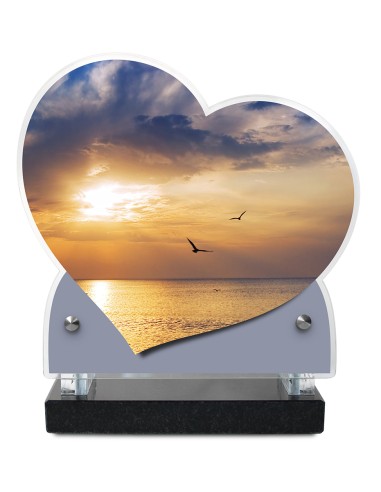 PLAQUE IMPRIMEE DOUBLE CŒUR 18X19 MER