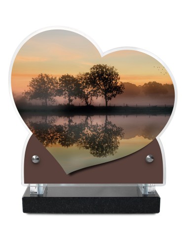 PLAQUE IMPRIMEE DOUBLE CŒUR 18X19 FORETS/RIVIERES