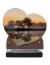 PLAQUE IMPRIMEE DOUBLE CŒUR 18X19 FORETS/RIVIERES