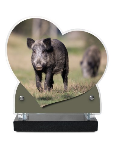 PLAQUE IMPRIMEE DOUBLE CŒUR 18X19 CHASSE/PECHE