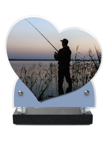 PLAQUE IMPRIMEE DOUBLE CŒUR 18X19 CHASSE/PECHE