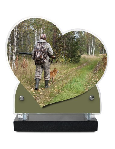 PLAQUE IMPRIMEE DOUBLE CŒUR 18X19 CHASSE/PECHE