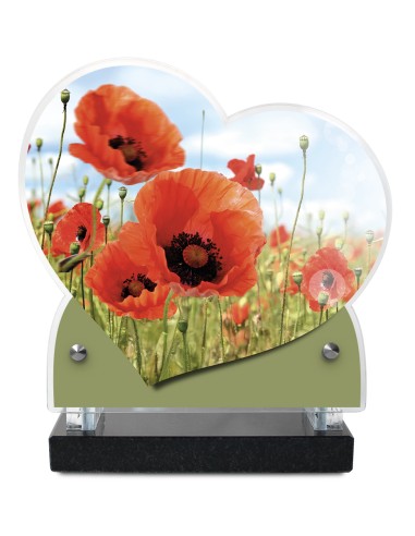 PLAQUE IMPRIMEE DOUBLE CŒUR 18X19 FLEURS