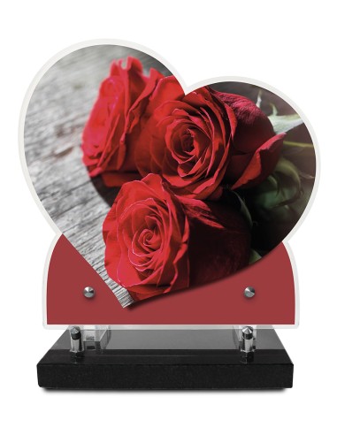 PLAQUE IMPRIMEE DOUBLE CŒUR 23X24 FLEURS