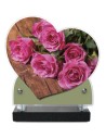 PLAQUE IMPRIMEE DOUBLE CŒUR 18X19 FLEURS