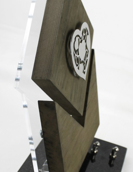 PLAQUE BOIS + MOTIF INOX 24.5X31.5CM