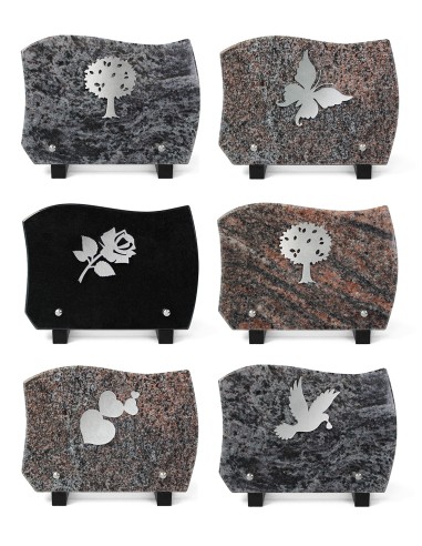 LOT DE 6 PLAQUES GRANIT 15X21CM DECOR INOX