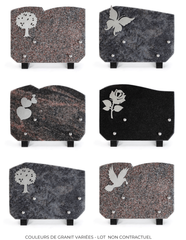 LOT DE 6 PLAQUES GRANIT 16X21CM DECOR INOX