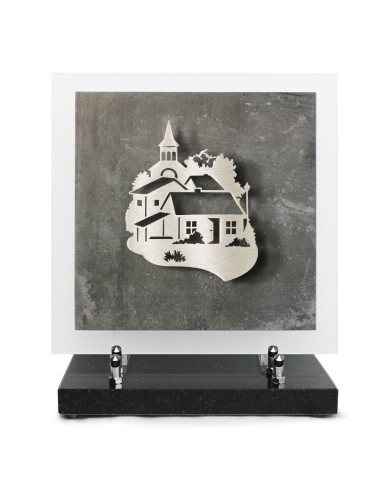 PLAQUE EN GRES CERAME + MOTIF INOX 24X24CM VILLAGE