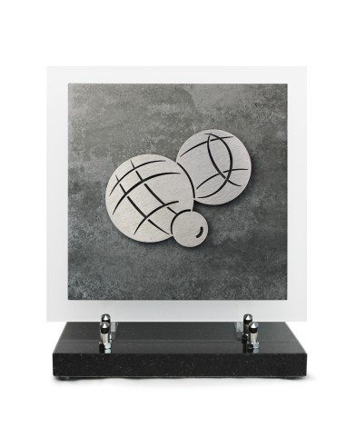 PLAQUE EN GRES CERAME + MOTIF INOX 24X24CM PETANQUE