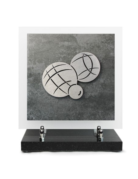 PLAQUE EN GRES CERAME + MOTIF INOX 24X24CM PETANQUE