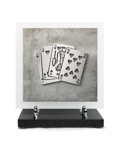PLAQUE EN GRES CERAME + MOTIF INOX 24X24CM CARTES