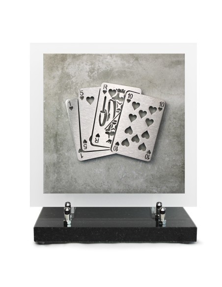 PLAQUE EN GRES CERAME + MOTIF INOX 24X24CM CARTES