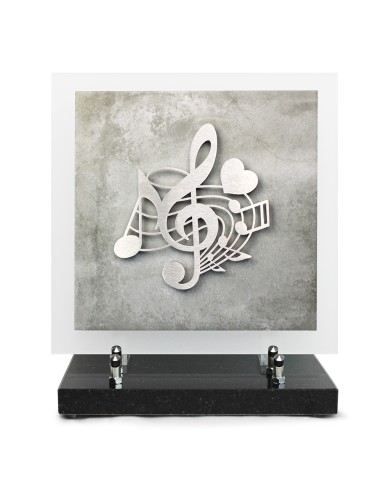 PLAQUE EN GRES CERAME + MOTIF INOX 24X24CM MUSIQUE