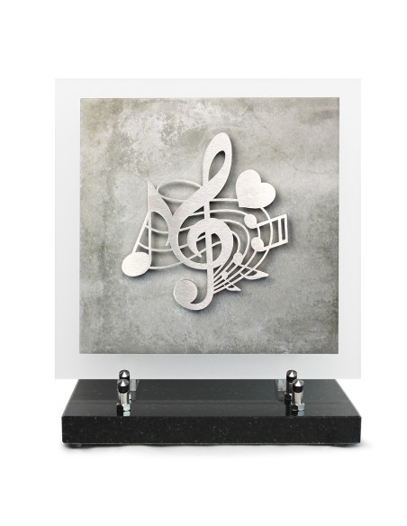 PLAQUE EN GRES CERAME + MOTIF INOX 24X24CM MUSIQUE