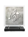 PLAQUE EN GRES CERAME + MOTIF INOX 24X24CM MUSIQUE