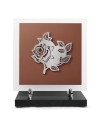PLAQUE EN GRES CERAME + MOTIF INOX 24X24CM COEUR