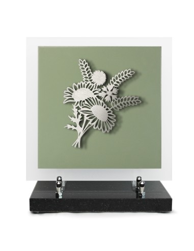 PLAQUE EN GRES CERAME + MOTIF INOX 24X24CM BOUQUET